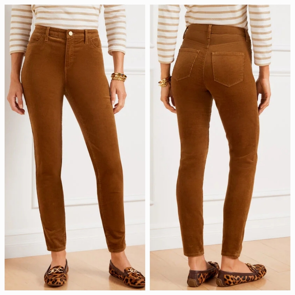 Talbots Corduroy High Waist Skinny Ankle Jegging, Twig Brown, Women's Size 6P - Picture 3 of 6